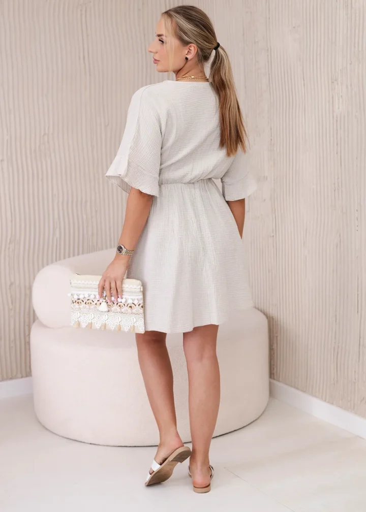 Nosečniška obleka. Obleka za dojenje iz muslina.